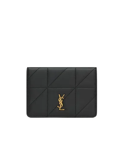 Saint Laurent Jamie Passport Case In Lambskin In Black