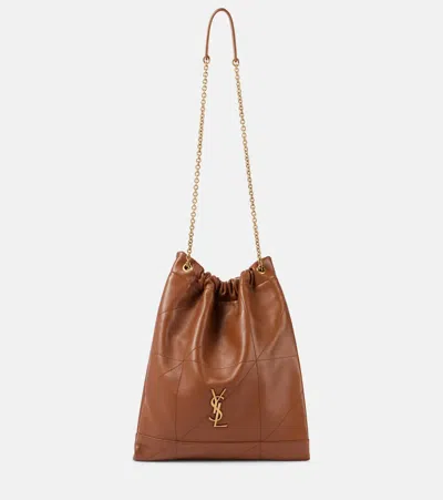 Saint Laurent Jamie Pochon Leather Tote Bag In Brown
