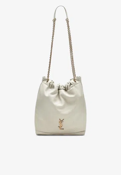 Saint Laurent Jamie Pochon Nappa Leather Shoulder Bag In White