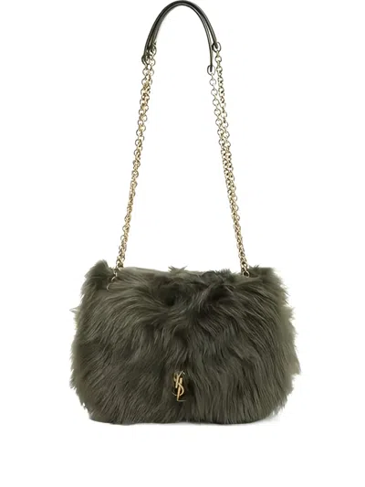 Saint Laurent Jamie Shearling Shoulder Bag In Green