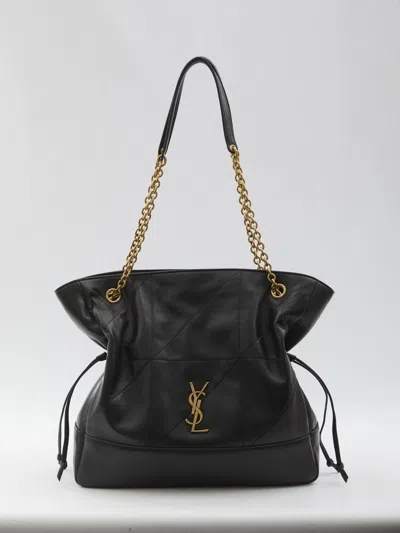 Saint Laurent Jamie Shopping In Lambskin In Black