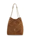 Saint Laurent Large Jamie Pochon Suede Shoulder Bag In Brown