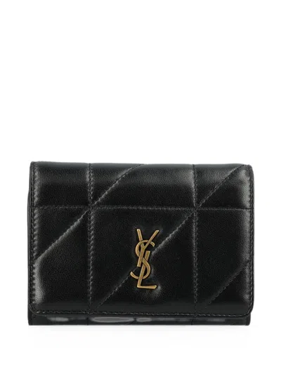 Saint Laurent Jamie Slim Tri-fold Wallet In Lambskin In Black