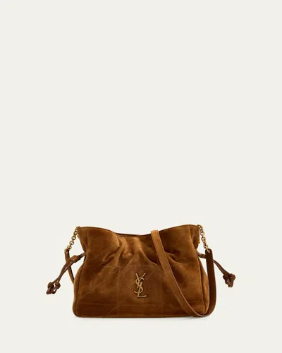 Saint Laurent Jamie Ysl Quilted Suede Shoulder Bag In Brown