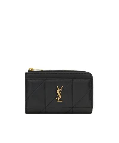 Saint Laurent Jamie Zip Card Case In Black