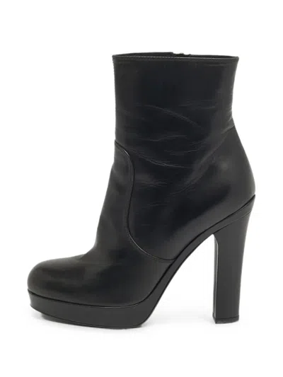 Pre-owned Saint Laurent Janis Ankle Boots In Black