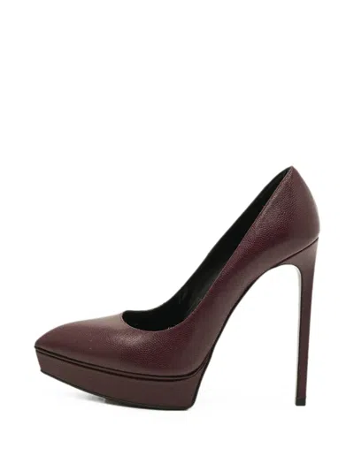Pre-owned Saint Laurent Janis Platform Pumps In Purple