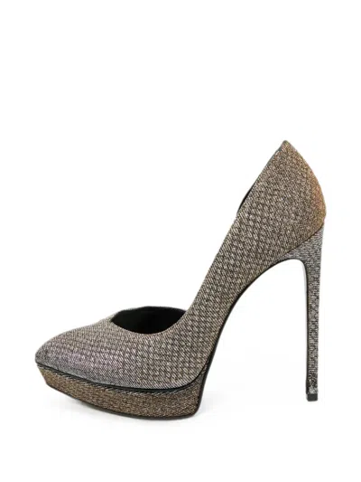 Pre-owned Saint Laurent Janis Pointed-toe Pumps In Gold