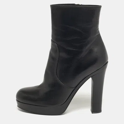 Pre-owned Saint Laurent Janis Size 39 Black Leather Ankle Boots