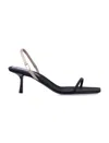 Saint Laurent Jaspe 55 Silk Slingback Sandal In Nero/partridge Pink/