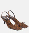 Saint Laurent Jaspe 55 Leopard-print Grosgrain Sandals In Manto Naturale