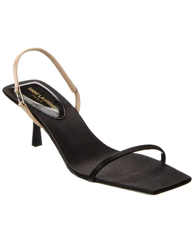 Saint Laurent Jaspe 55 Silk Slingback Sandal In Black