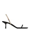 Saint Laurent Jaspe 55 Silk Slingback Sandal In Black