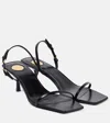 Saint Laurent Jaspe Leather Sandals In Noir