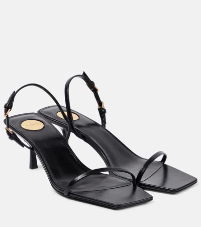 Saint Laurent Jaspe Leather Sandals In Noir