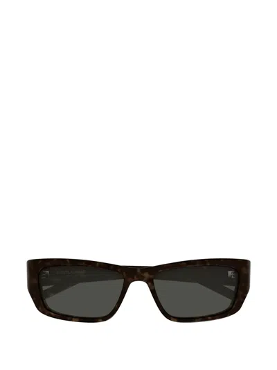 Saint Laurent Jazz Rectangle-frame Sunglasses In Black