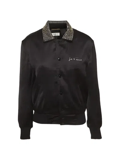 Pre-owned Saint Laurent Je T'aime Bomber Jacket In Black