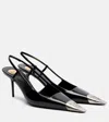 Saint Laurent Jeanne Embellished Glossed-leather Slingback Pumps In Black