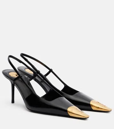 Saint Laurent Jeanne 75 Leather Slingback Pumps In Black