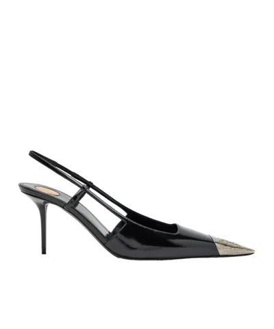 Saint Laurent Jeanne 75 Patent Leather Slingback Pumps In Animal Print