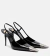 Saint Laurent Jeanne Embellished Glossed-leather Slingback Pumps In Black