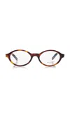 Saint Laurent Jeanne Oval-framed Acetate Glasses In Brown