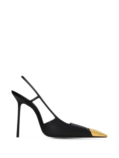Saint Laurent Jeanne Slingback Pumps In Smooth Leather In Multi