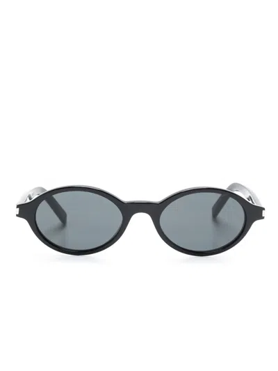 Saint Laurent Jeanne Round-frame Acetate Sunglasses In 001 - Black-black-black