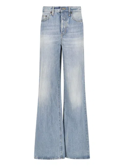 Saint Laurent Wide Leg Jeans In Bluewaves