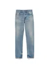 Saint Laurent Stonewashed Distressed Straight Jeans In Charlotte Blue