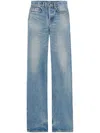 Saint Laurent Low Waist Jeans In Denim Blue Sicily In Blue