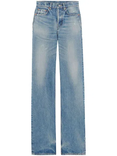 Saint Laurent Jeans Dritti A Vita Alta In Blue