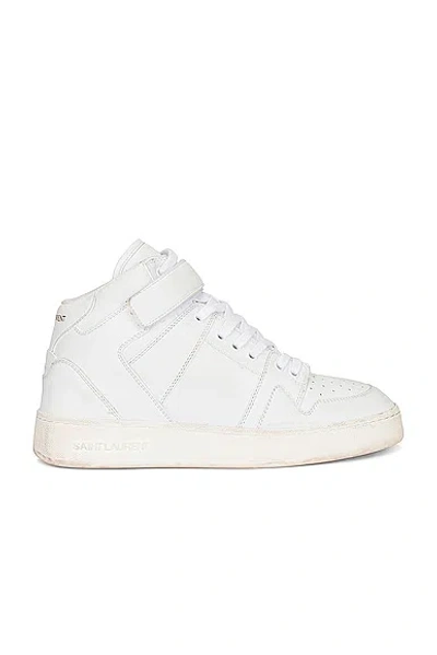 Saint Laurent Lax Sneakers In Washed-out Effect Leather In White