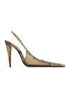 Saint Laurent Jema Slingback Pumps In Mesh And Python In Brown