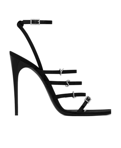 Saint Laurent Jerry 110mm Silk-satin Sandals In Black