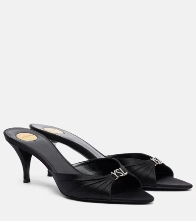 Saint Laurent Jerry 60 Embellished Crêpe Satin Mules In Black