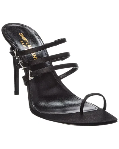 Saint Laurent Jerry 95 Satin Sandal In Black
