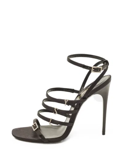Pre-owned Saint Laurent Jerry Ankle-strap Sandals In 黑色