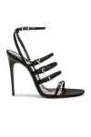 Saint Laurent Jerry Logo-embellished Leather-trimmed Satin Sandals In Nero