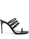 Saint Laurent Black Silk Stiletto Heel Sandals In Black