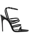 Saint Laurent Black Silk Stiletto Heel Sandals In Nero
