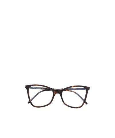 Saint Laurent Jerry Tortoise-shell Square Frames In Black
