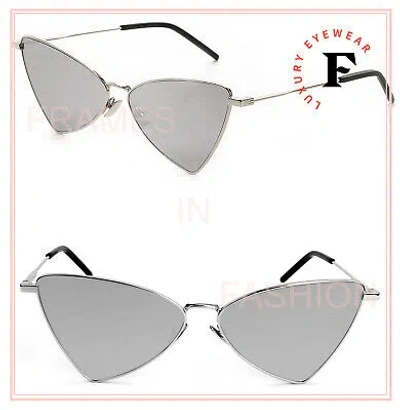 Pre-owned Saint Laurent Jerry Ysl 303 003 Silver Black Mirrored Angular Sunglasses Sl303