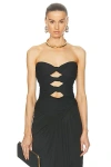 Saint Laurent Jersey Bandeau Top In Noir