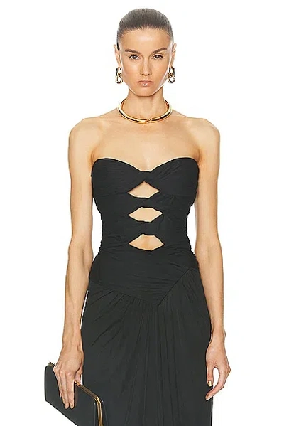 Saint Laurent Jersey Bandeau Top In Noir