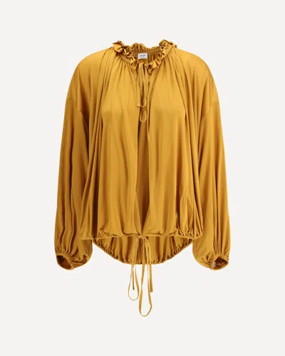 Saint Laurent Jersey Blouse In Yellow
