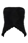 Saint Laurent Cupro Strapless Top With Ruched Asymmetric Hem