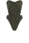 Saint Laurent Jersey Cut Out Bodysuit In Pierre