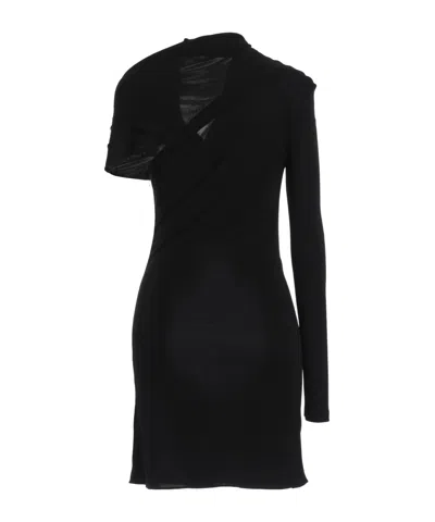 Saint Laurent Jersey Flared Dress In Black