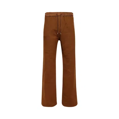 Pre-owned Saint Laurent Jersey Logo Track Pants 'mordore Khaki' | Orange | Men's Size M